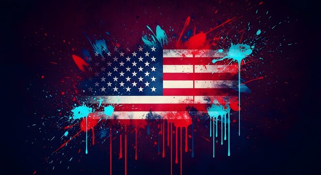 Patriotic american flag for independence day vibrant splatter art festive design