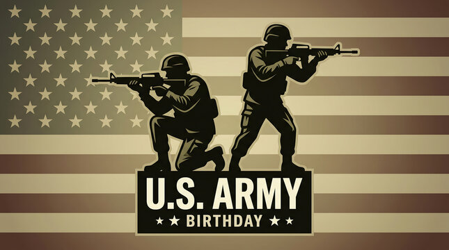 U.S. Army soldiers, military graphics, patriotic symbols, American flag background