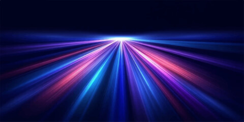 Abstract light streaks in vibrant neon blue and pink hues converge towards a bright central point on a dark background, creating a sense of speed and futuristic energy. © LumenCraft