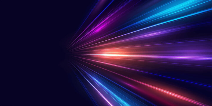 Abstract explosion of colorful light streaks on a dark background, representing speed and futuristic technology.