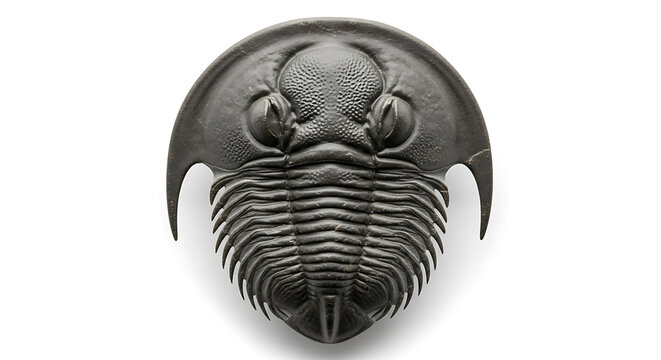 Fossilized trilobite isolated on a clean white background