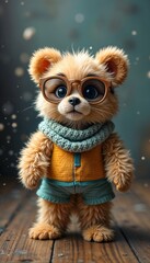 Fototapeta premium The image shows an adorable anthropomorphic character, a fluffy teddy bear