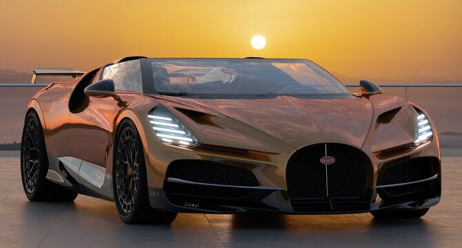 The Bugatti W16 Mistral is the ultimate roadster from the French brand, limited to 99 units-Illustrative editorial	