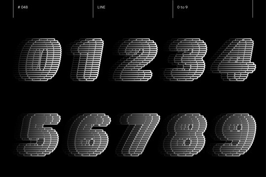 線の0から9までの数字のセット_048