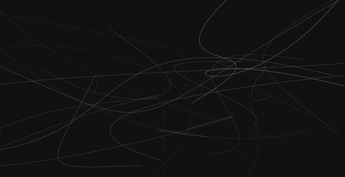 Abstract scribble lines pattern on dark background with chaotic messy hand drawn strokes.