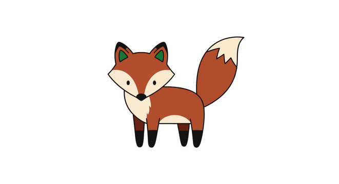 Close up fox head and tail peeking from bottom margin