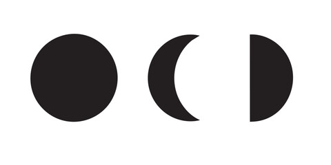 Black Silhouette Vector Set of Moon Phase Cycle Symbols © Wimas