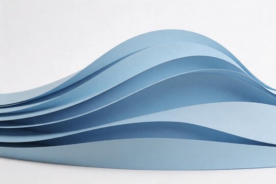 Blue layered paper wave sculpture