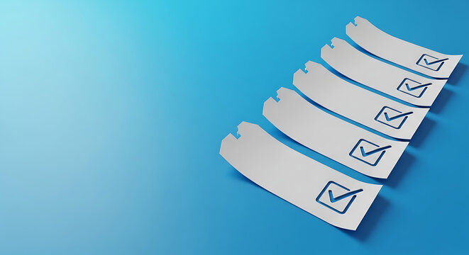 Checklist concept with checked boxes on blue background checklist checkboxes completed planning management business organization productivity verification strategy effective efficiency