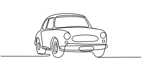 Obraz premium Continuous one line drawing of a vintage car