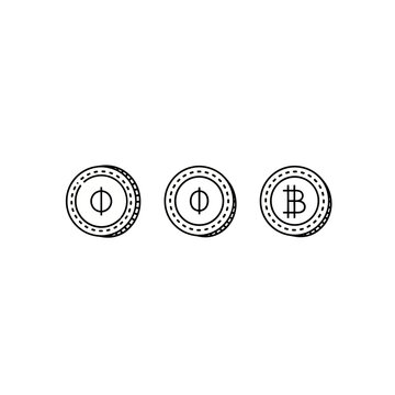 Three Cryptocurrency Coins With Unique Symbols Displayed.