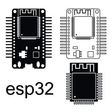 Esp32 development board microcontroller electronic component vector for diy projects and makers.