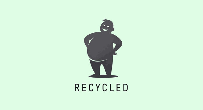 Happy person silhouette with recycled text logo