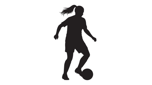 football Player Kicking a Ball in Action Silhouette Featuring Sports, Athlete, Football with Game and Competition Elements for Dynamic, Movement