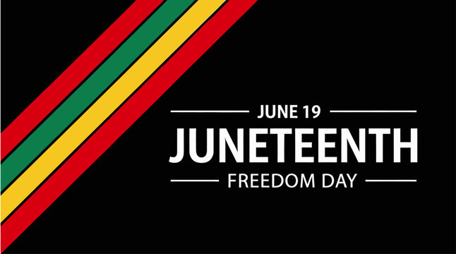 Juneteenth Freedom Day Banner Vector Layout with Pan African Colors on Black Background