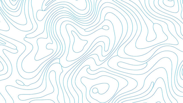 White background with blue contour lines topographic map pattern abstract