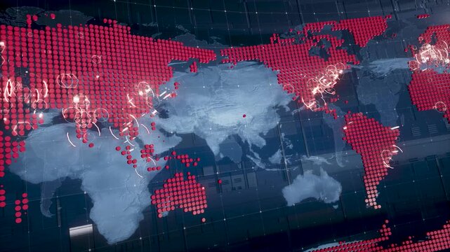 3d render Highly detailed revolving futuristic world map looped