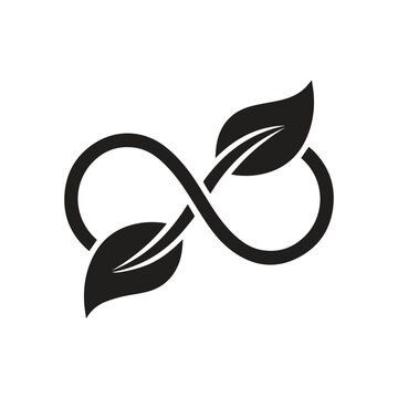 Infinity sign logo design featuring organic botanical leaves infinity abstract