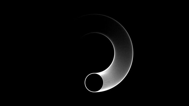 White circle trail loops smoothly in a continuous circular spring motion on a black background.