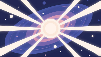Illustration Of A Galaxy Emitting Symmetrical Light Beams Vector Design Template © Princess