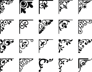 Fototapeta premium Collection of Decorative Corner Ornaments vector