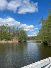 Obraz premium landscape with lake and blue sky