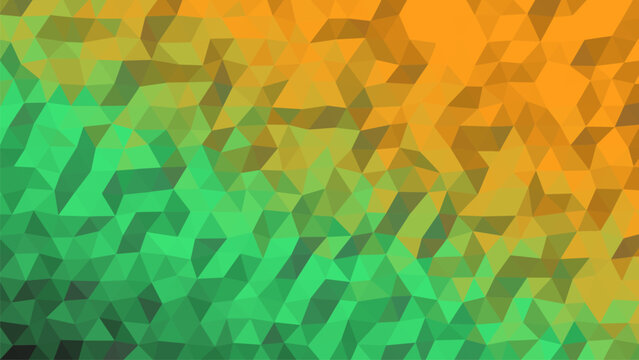 Abstract geometric background with green and orange triangular pattern