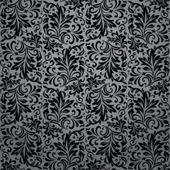 Obraz premium Flower pattern. Seamless gray and black ornament. Graphic vector background