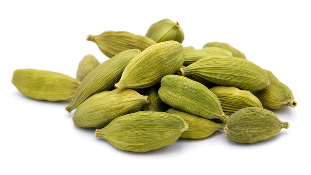 A vibrant pile of green cardamom pods, known for their fragrant aroma and culinary versatility, perfect for various recipes.