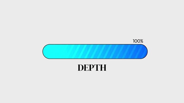 Depth progress bar fills with a smooth blue gradient pattern next to a percentage indicator.