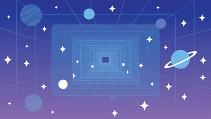 Illustration Of A Galaxy Tunnel With Repeating Geometric Patterns Vector Design Template © Princess