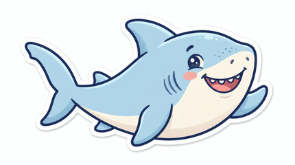 Fototapeta premium A Cartoon Illustration Of A Shark The Shark Is Blue In Color With A White Azure