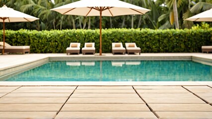 Fototapeta premium Boutique Resort Pool with Umbrellas