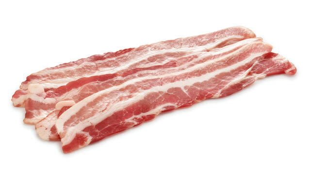 Freshly sliced bacon strips perfect for breakfast or culinary dishes, showcasing texture and color.