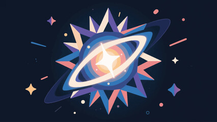 Illustration Of A Glowing Galactic Core With Sharp Geometric Shapes Vector Design Template © Princess