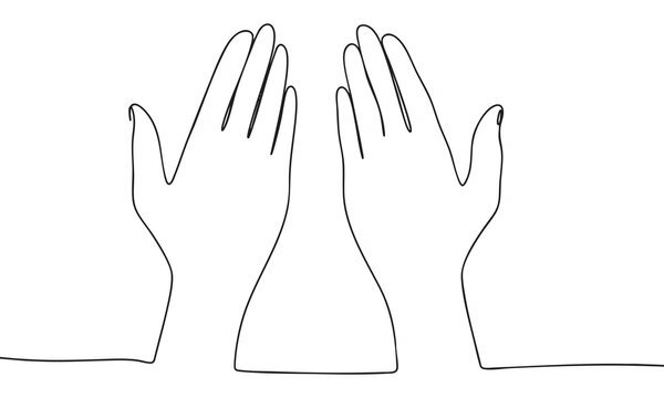 Two hands palms facing forwards one line continuous style