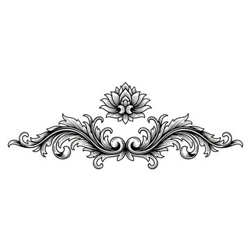 Intricate Floral Design Element Ornament.