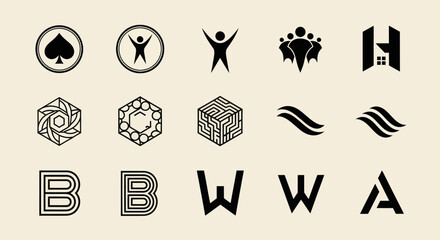 Fototapeta premium Abstract Logos and Symbols Collection: Modern Design Elements for Branding
