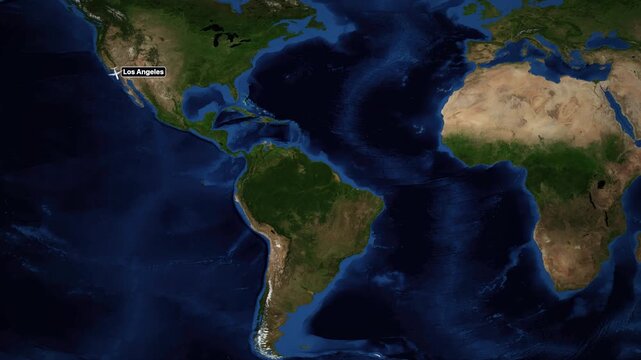 Animated Flight Route Map from Los Angeles to Santiago Chile
