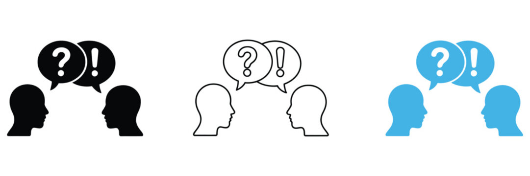 Speech bubble icons with question mark and exclamation mark communication vector illustration