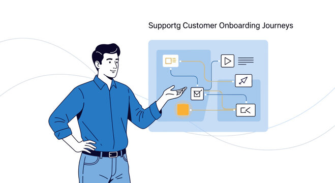 Man Explains Customer Onboarding Journey Flowchart