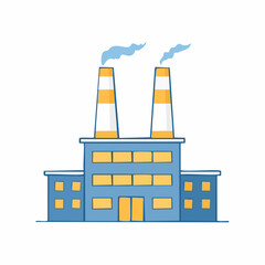Naklejka premium Cartoon Factory with Smoking Chimneys