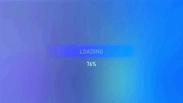 Blue background loading bar fills smoothly from left to right as percentage counts to 100.