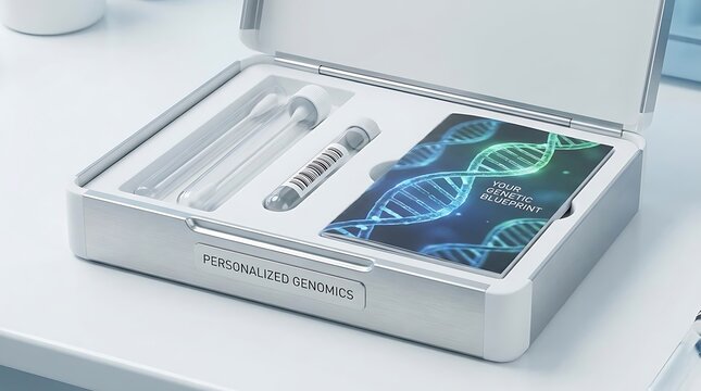 Personalized genomic sequencing kit with DNA blueprint card and test tubes