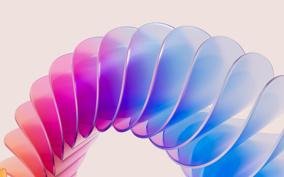 Glass gradient geometry background, 3d rendering.