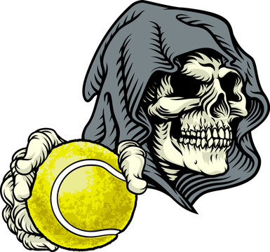 Grim Reaper Death Skeleton Tennis Ball Team Mascot