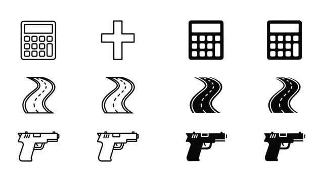 Visual progression of icons from basic to more complex and darker versions