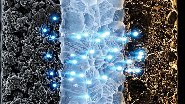 Solid-State Battery Lithium Ion Migration Through Ceramic Electrolyte &mdash; EV Technology Visualization