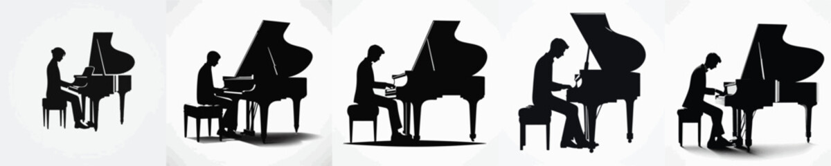 Vector silhouette of person playing piano © FirdianKrisna