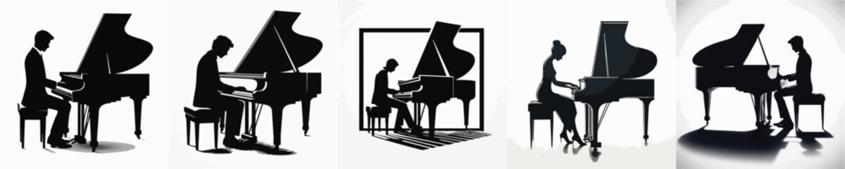 Vector silhouette of person playing piano © FirdianKrisna